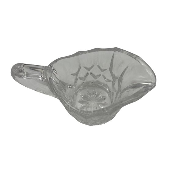 Pressed Clear Glass Creamer and Open Sugar Bowl Rounded Diamond Pattern - Picture 3 of 6